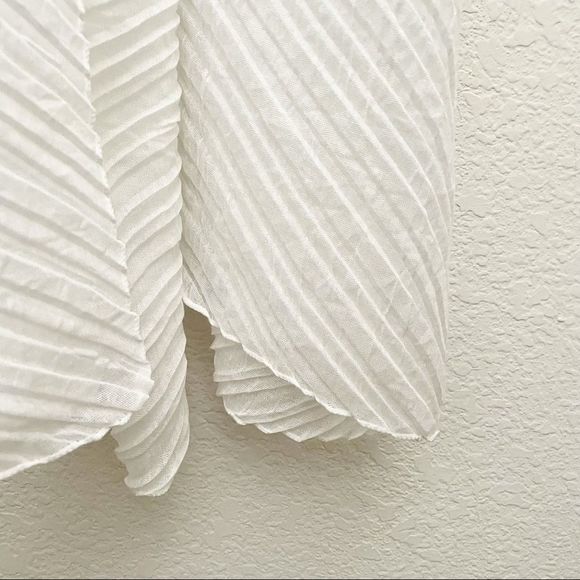 Accordion Pleat Semi Sheer Long Wrap Scarf, White, NWT - Picture 4 of 6